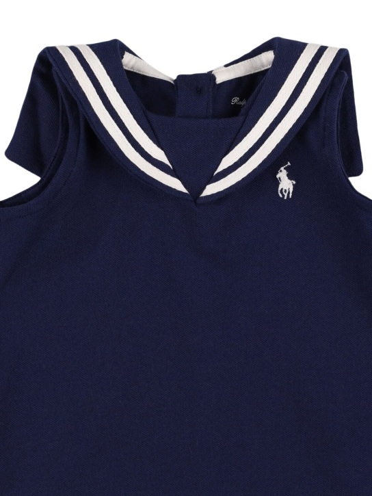 Polo Ralph Lauren: Haut & short en coton stretch Marinière - Bleu Foncé - kids-girls_1 | Luisa Via Roma
