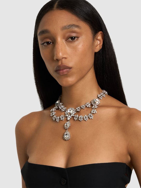 Alessandra Rich: Crystal collar necklace - Cry-silver - women_1 | Luisa Via Roma