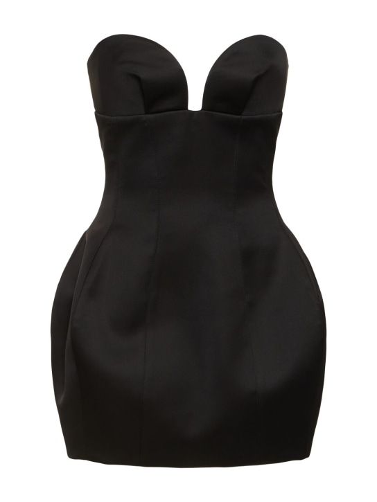 Mônot: Strapless satin sweetheart mini dress - Black - women_0 | Luisa Via Roma