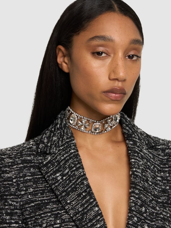 Alessandra Rich: Crystal cross choker - Cry-silver - women_1 | Luisa Via Roma