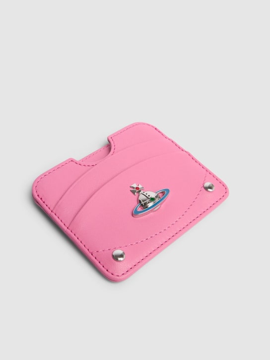 Vivienne Westwood: Half Moon leather card holder - Pink - women_1 | Luisa Via Roma