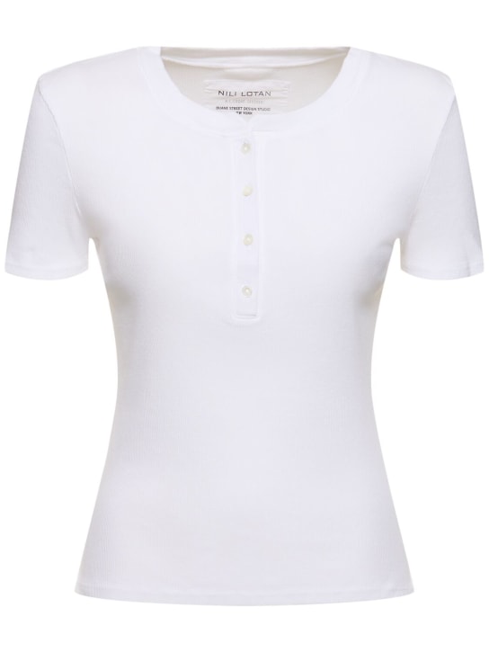 Nili Lotan: Lorene Henley cotton top - Beyaz - women_0 | Luisa Via Roma