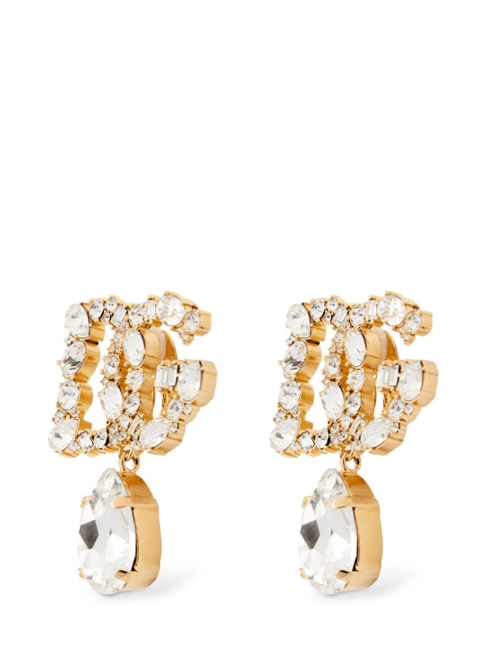 Dolce&Gabbana: Pendants d'oreilles en cristaux à logo DG - Or/Cristal - women_1 | Luisa Via Roma