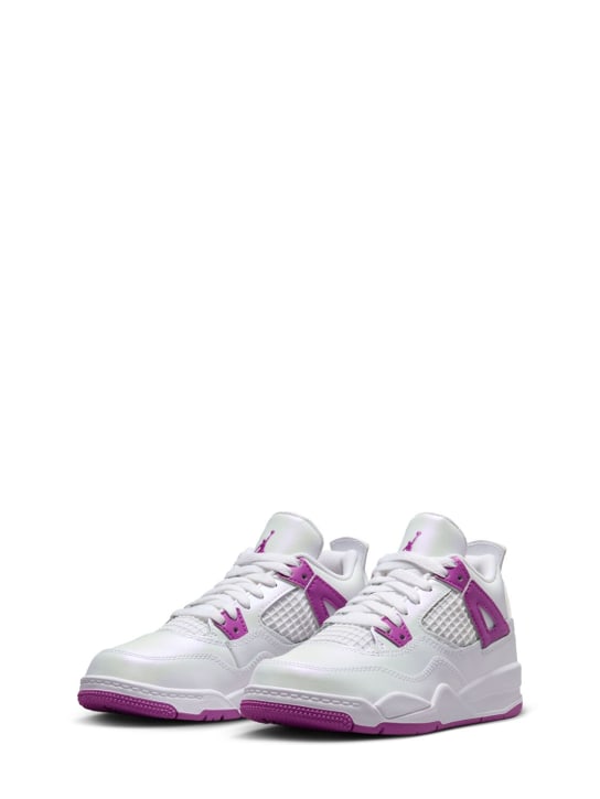 Nike: Baskets Jordan 4 Retro - Blanc/Violet - kids-girls_1 | Luisa Via Roma