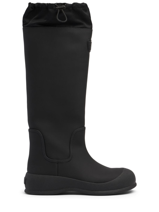 Bally: 30mm Clover leather & rubber tall boots - Black - women_0 | Luisa Via Roma