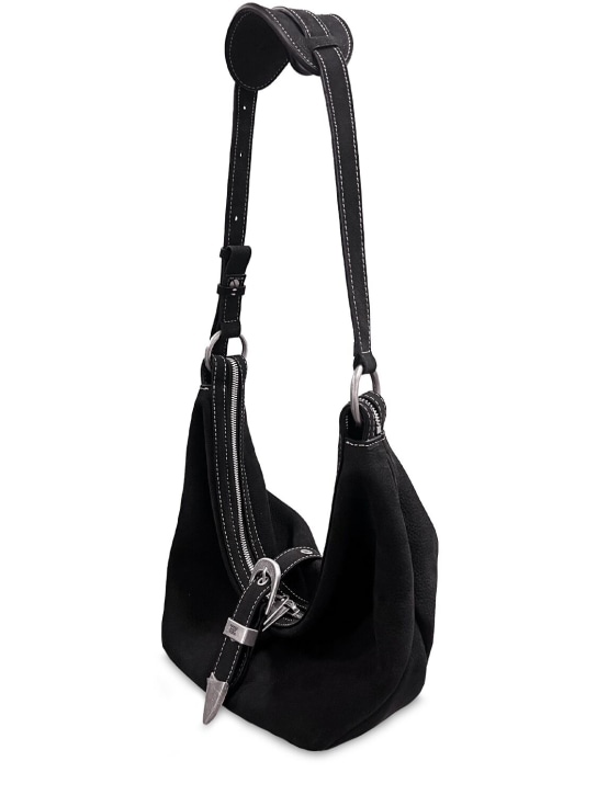 Marge Sherwood: Medium Belted nubuck shoulder bag - Black - women_1 | Luisa Via Roma