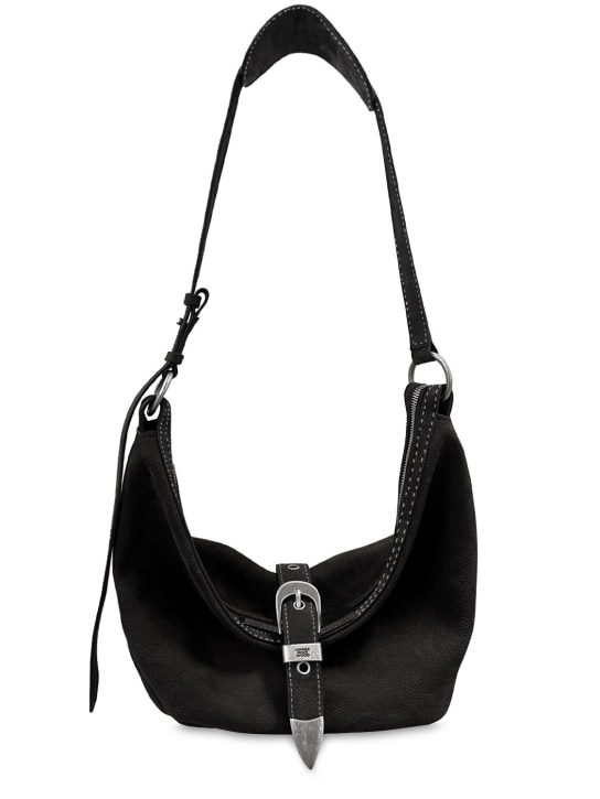 Marge Sherwood: Medium Belted nubuck shoulder bag - Black - women_0 | Luisa Via Roma