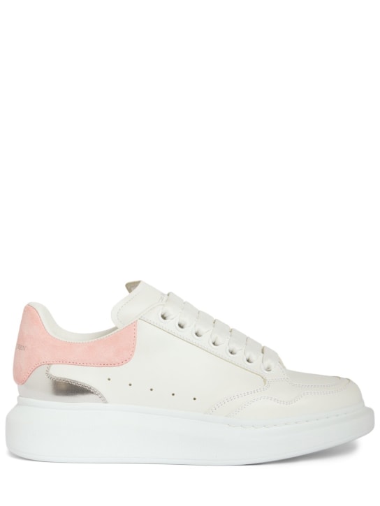 Alexander McQueen: 45mm Leather sneakers - White/Pink - women_0 | Luisa Via Roma
