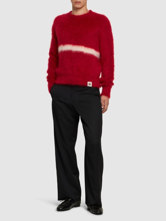 Bally: Mohair blend knit sweater - Kırmızı - men_1 | Luisa Via Roma