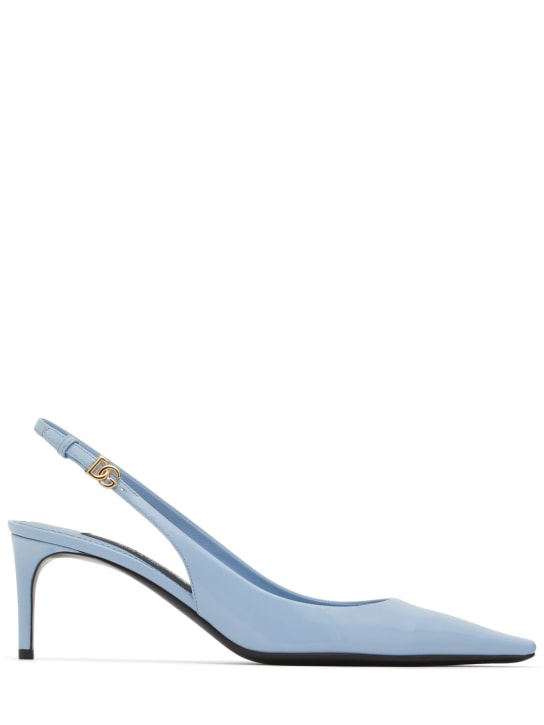 Dolce&Gabbana: 60mm Mun patent leather slingback pumps - Light Blue - women_0 | Luisa Via Roma