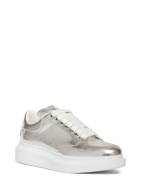 Alexander McQueen: 45mm hohe Sneakers aus Leder - Silber - women_1 | Luisa Via Roma