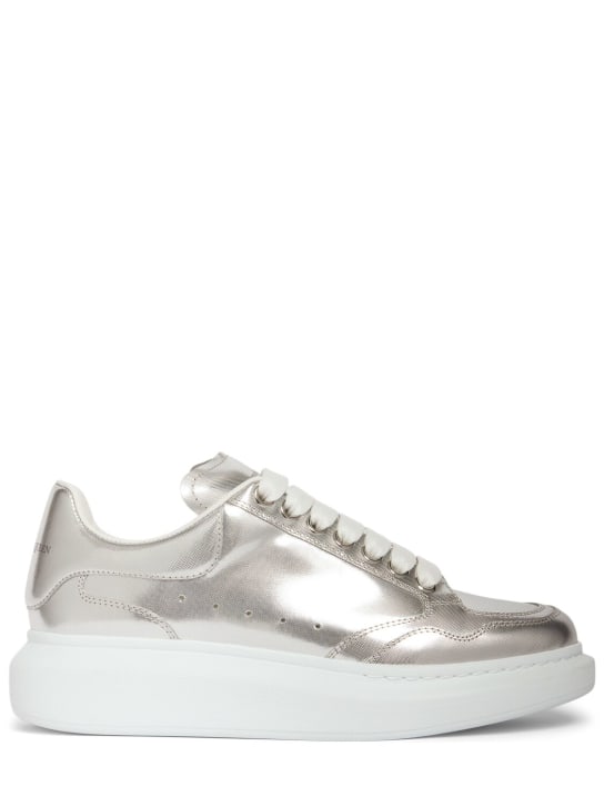 Alexander McQueen: 45mm hohe Sneakers aus Leder - Silber - women_0 | Luisa Via Roma