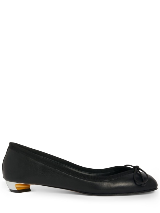 Alexander McQueen: 20毫米皮革芭蕾平底鞋 - 黑色 - women_0 | Luisa Via Roma