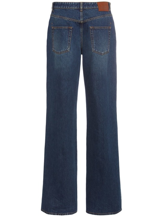 Alexander McQueen: Jeans anchos de denim - Azul Oscuro - women_1 | Luisa Via Roma