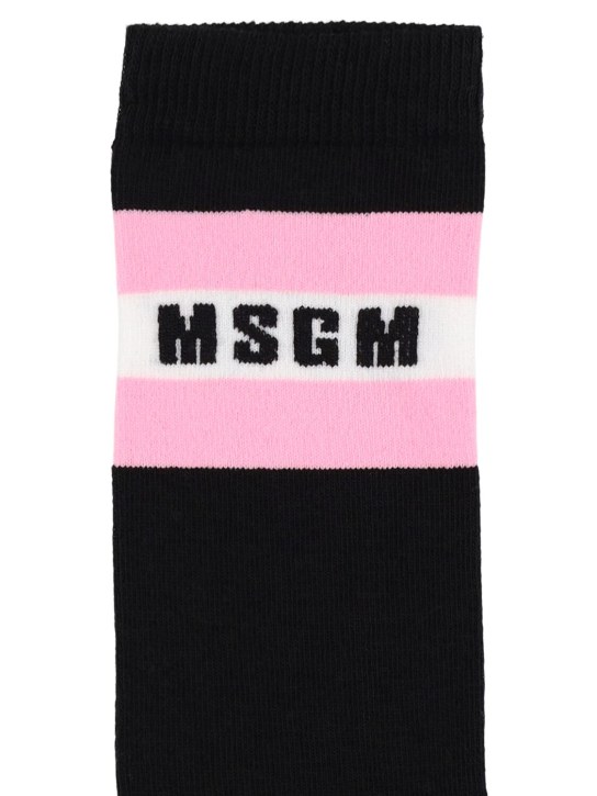MSGM: Jacquard cotton blend socks - Black - kids-girls_1 | Luisa Via Roma
