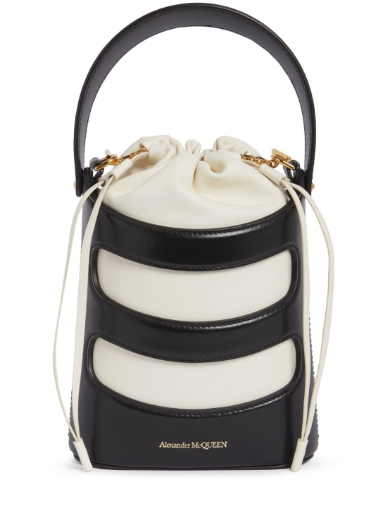 Alexander McQueen: The Mini Rise leather top handle bag - Black/Ivory - women_0 | Luisa Via Roma