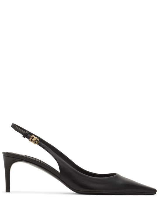 Dolce&Gabbana: 60mm Leather slingback heels - Black - women_0 | Luisa Via Roma