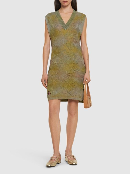 Vivienne Westwood: Pearl sleeveless knit hemp midi dress - Yeşil/Gri - women_1 | Luisa Via Roma