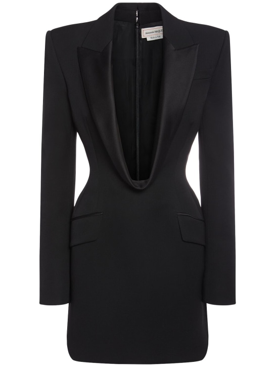 Alexander McQueen: Grain de poudre mini dress - Black - women_0 | Luisa Via Roma
