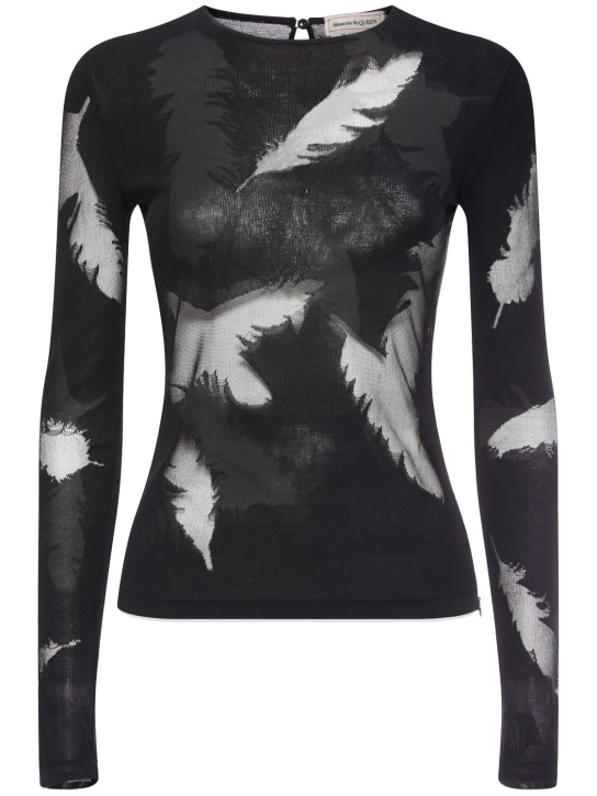 Alexander McQueen: Embroidered silk top - Siyah - women_0 | Luisa Via Roma