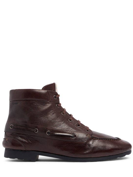 Bally: 20mm Paphos leather ankle boots - Dark Brown - women_0 | Luisa Via Roma