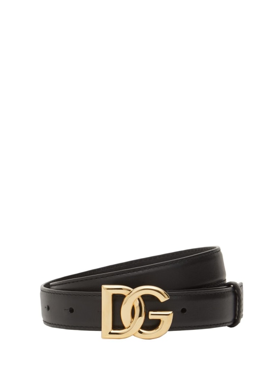 Dolce&Gabbana: Cinturón DG de piel 2.5cm - Negro - women_0 | Luisa Via Roma