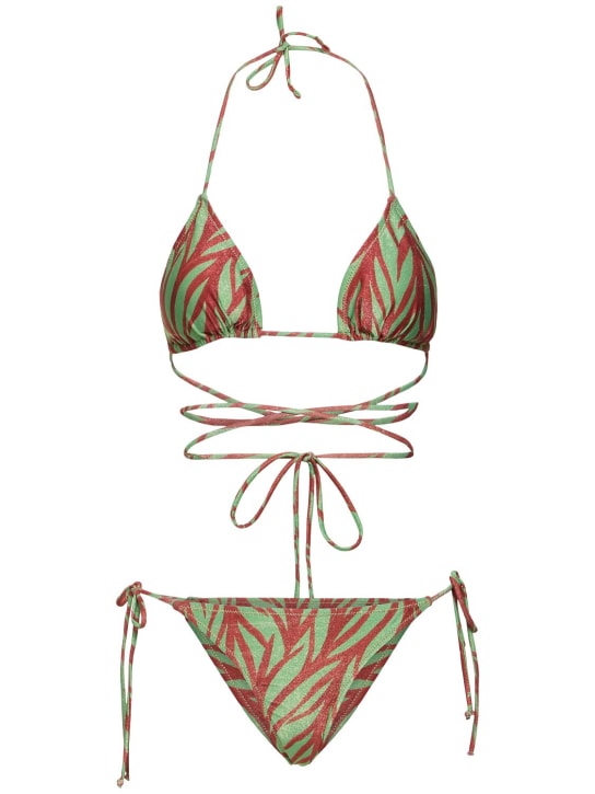 Reina Olga: Set bikini a triangolo Miami stampato - Verde/Multi - women_0 | Luisa Via Roma
