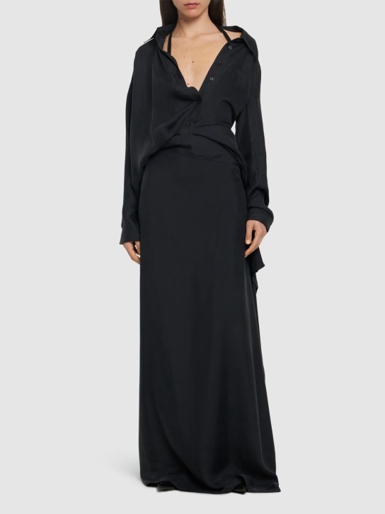 Ann Demeulemeester: Camisa de sarga de seda - Negro Lavado - women_1 | Luisa Via Roma