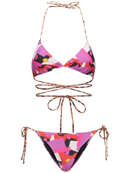 Reina Olga: Set bikini a triangolo Miami stampato - Multicolore - women_0 | Luisa Via Roma