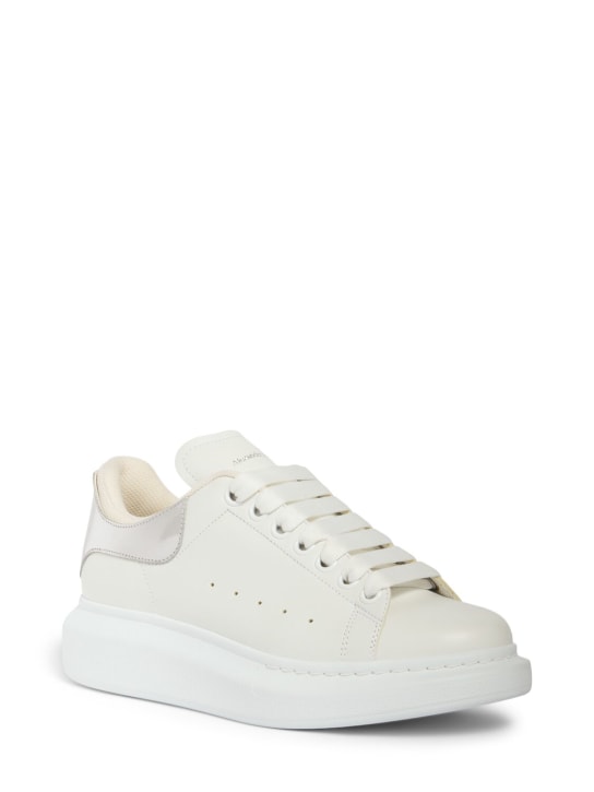 Alexander McQueen: 45mm Leather sneakers - White/Silver - women_1 | Luisa Via Roma