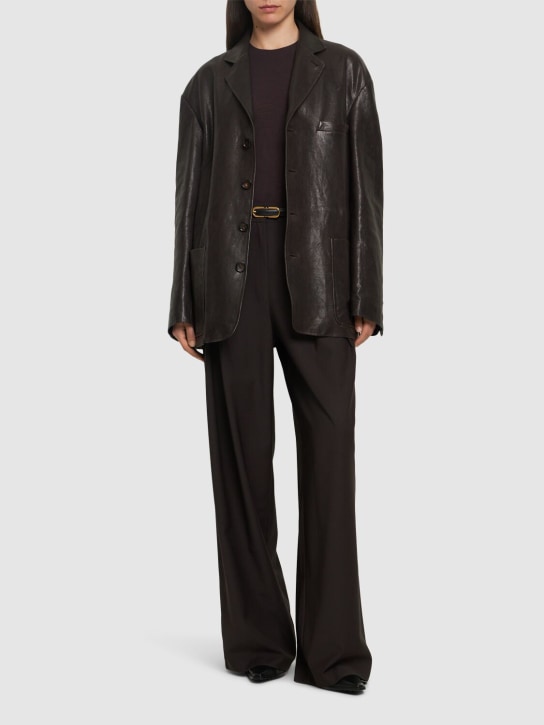 Bally: Leather jacket - Brown - women_1 | Luisa Via Roma