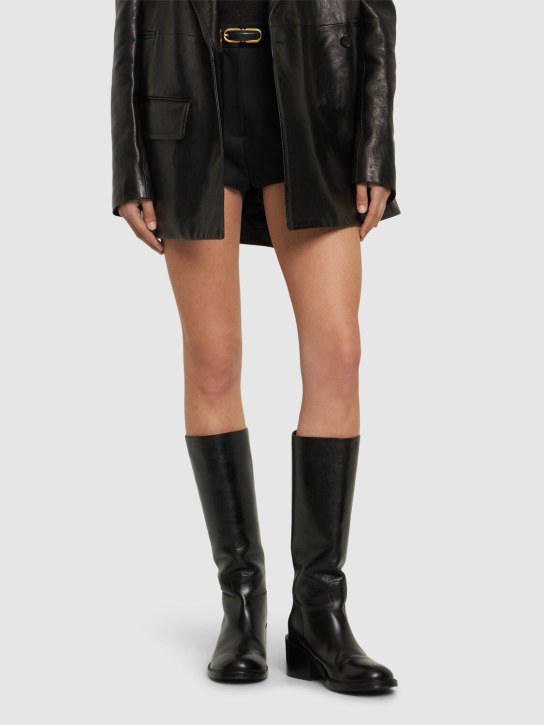 Bally: 55mm Peggy leather tall boots - Black - women_1 | Luisa Via Roma
