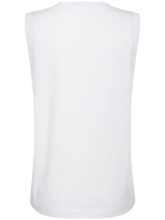 Alexander McQueen: 刺绣棉质平纹针织上衣 - 白色 - women_1 | Luisa Via Roma