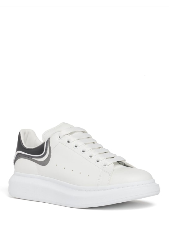 Alexander McQueen: 45mm Oversized leather sneakers - White/Ash - men_1 | Luisa Via Roma