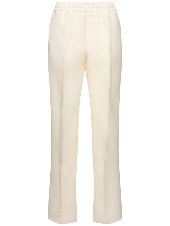 Burberry: Pantalon ample à plis - Beige Clair - women_0 | Luisa Via Roma