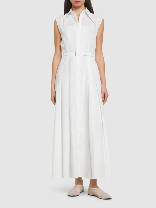 Gabriela Hearst: Durand sleeveless long linen shirt dress - Bianco - women_1 | Luisa Via Roma