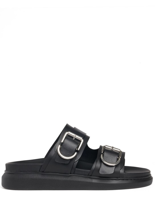 Alexander McQueen: Hybrid Oversize leather sandals - Black - men_0 | Luisa Via Roma