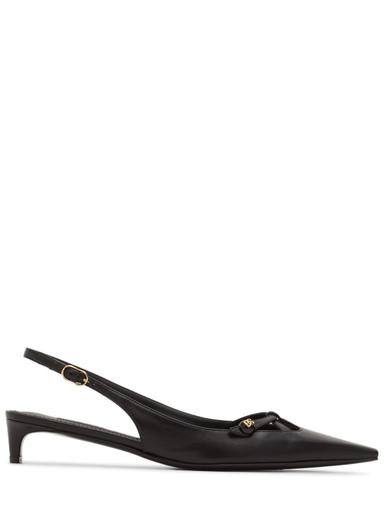 Dolce&Gabbana: 30mm Mun leather kitten heels - women_0 | Luisa Via Roma