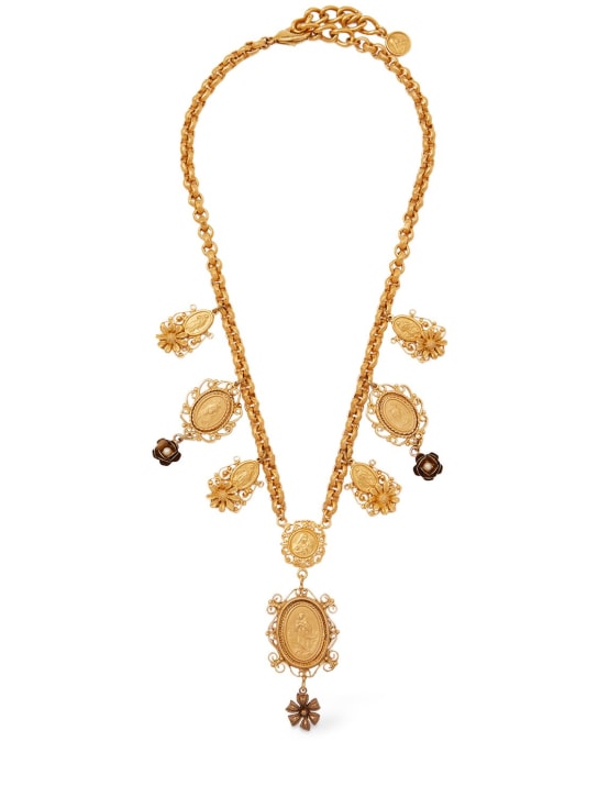 Dolce&Gabbana: Votive medal charm collar necklace - Gold - women_1 | Luisa Via Roma
