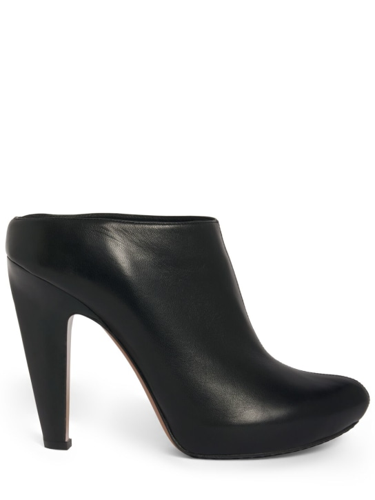 Alexander McQueen: Zapatos mules de piel 120mm - Negro - women_0 | Luisa Via Roma