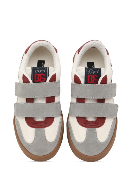 Dolce&Gabbana: Sneakers con logo y correas - Blanco/Gris - kids-boys_1 | Luisa Via Roma