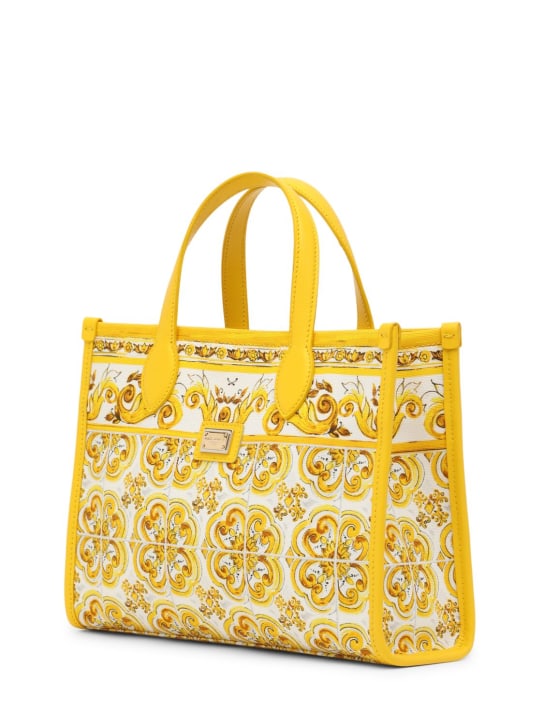 Dolce&Gabbana: Printed cotton canvas tote  bag - Yellow - kids-girls_1 | Luisa Via Roma