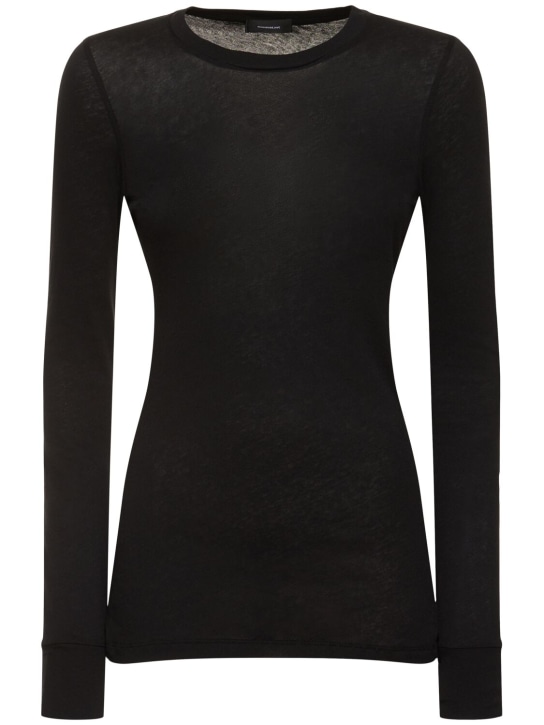 Wardrobe.nyc: Fitted cotton jersey t-shirt - Siyah - women_0 | Luisa Via Roma
