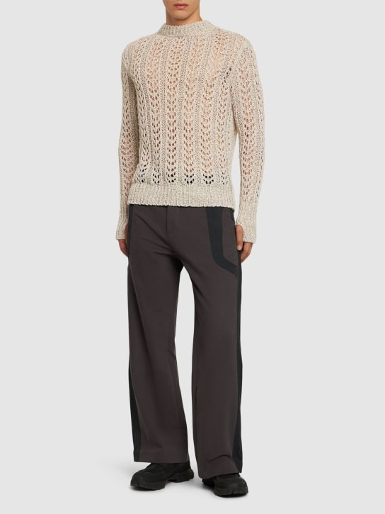 J.L-A.L: Redos cotton blend open knit sweater - Cream - men_1 | Luisa Via Roma