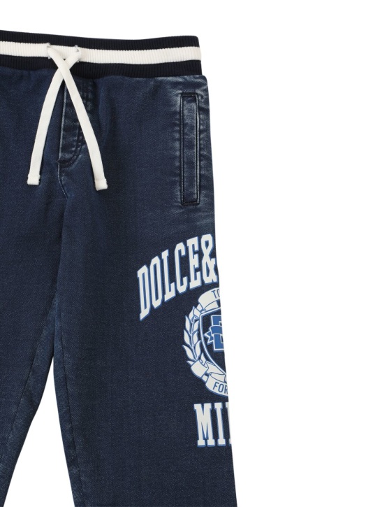 Dolce&Gabbana: Jogging en coton imprimé - Bleu - kids-boys_1 | Luisa Via Roma