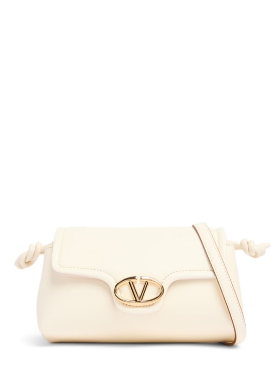 Valentino Garavani: Mini Vlogo leather shoulder bag - Ivory - women_0 | Luisa Via Roma