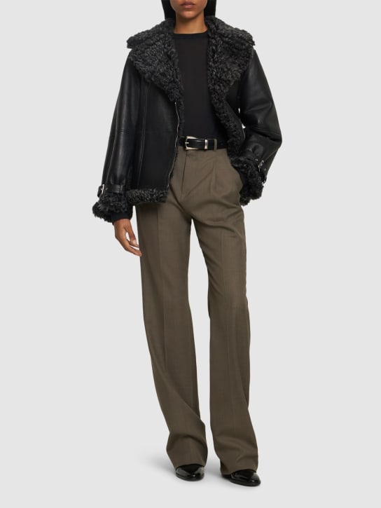 Alberta Ferretti: Reversible shearling belted jacket - Black - women_1 | Luisa Via Roma
