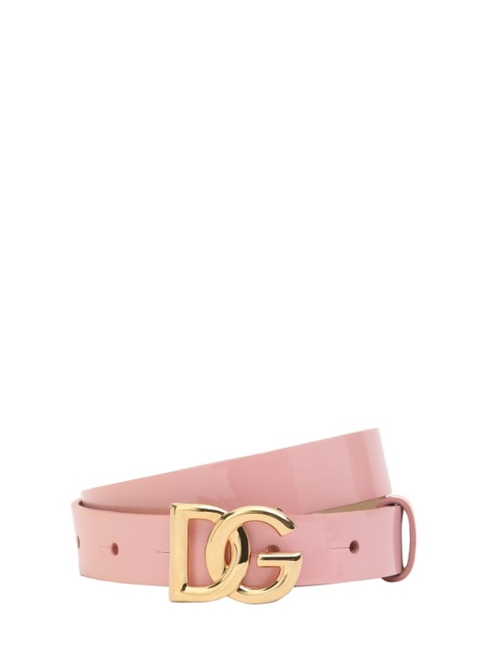 Dolce&Gabbana: Patent leather belt w/logo detail - Pembe - kids-girls_0 | Luisa Via Roma