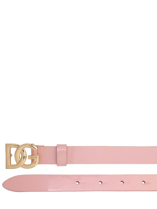 Dolce&Gabbana: Cinturón de charol con logo - Rosa - kids-girls_1 | Luisa Via Roma