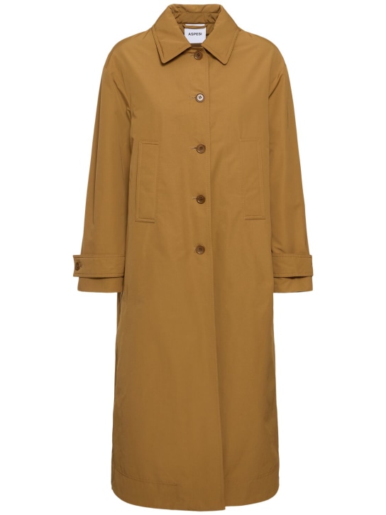 ASPESI: Eleanor gabardine long trench coat - Brown - women_0 | Luisa Via Roma